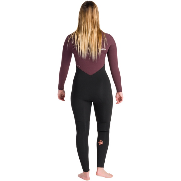 2025 C-Skins Womens Nuwave Rewired 5/4mm Chest Zip Wetsuit C-NRW54WCZ - Raven Black / Rust X / Coral